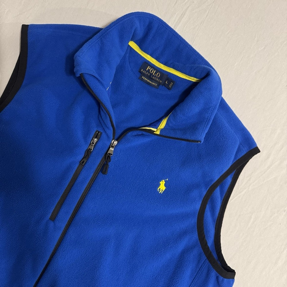 Ralph Lauren Polo Fleece Vest Performance Gilet Blue Large Sporty